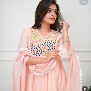 Embroidery Cotton Kurta Pant And Dupatta Set