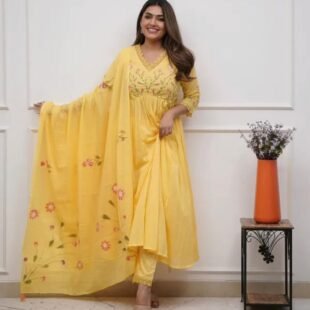 Full Heavy Embroidery Solid Kurta Pant And Dupatta