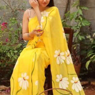 Designer Cotton Linen Printed Saree