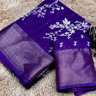 ✒️ Fendi Silk Fabric Saree – Luxurious, Lightweight & Elegantly Crafted - Blue