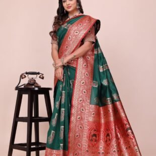 ✒️ Soft & Pure Banarasi Silk Saree – Royal Zari Weaving Elegance