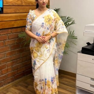♥️ Heavy Linen Digital Print Saree ♥️