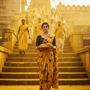 ♥️ Heavy Carbon Crepe Fabric Saree-Golden ♥️