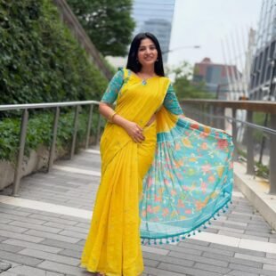 Designer Cotton Linen Printed Saree