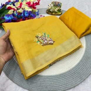 ✨ Premium Shimmer Crystal Cotton Saree,✨