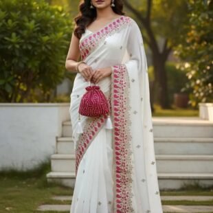 ✨ White Trending Saree – Premium Collection ✨
