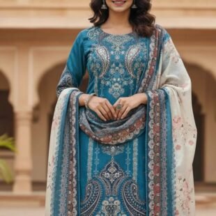 ✨ Designer Wear Printed Suit Pant Set with Mirror Work ✨